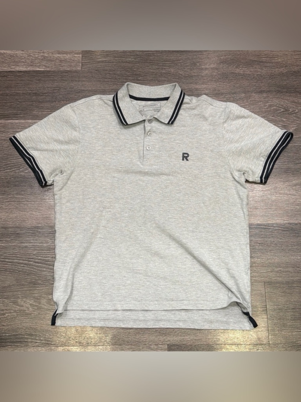 Rockport Polo Shirt Gray Logo Men’s Medium Fits Small